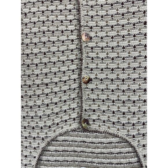 Vintage Knit Cream Brown Sweater Cardigan Button Up Made in New York Size Large - Picture 4 of 9